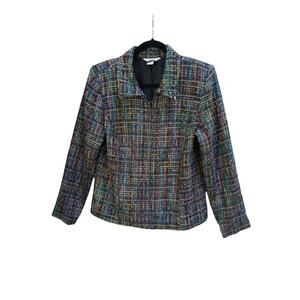 Vintage CHRISTOPHER & BANKS Full Zip Blazer Jacket Rainbow Tweed Womens Size M
